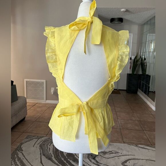 Sandro Backless Ruffled Top Sleeveless Yellow - M - Picture 7 of 15